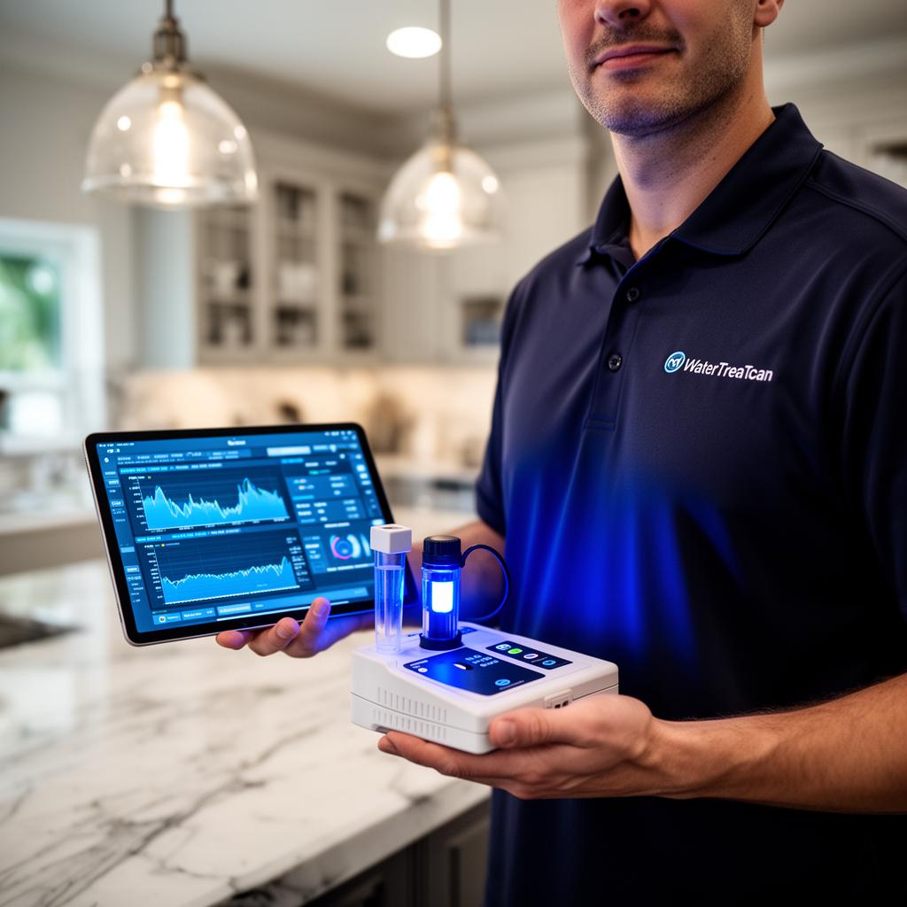 Technician performing professional water analysis